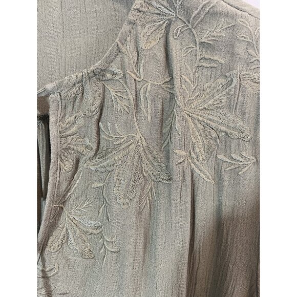 Indio Collective Medium Women’s Green Long Sleeve Embroidered Blouse - Picture 5 of 11